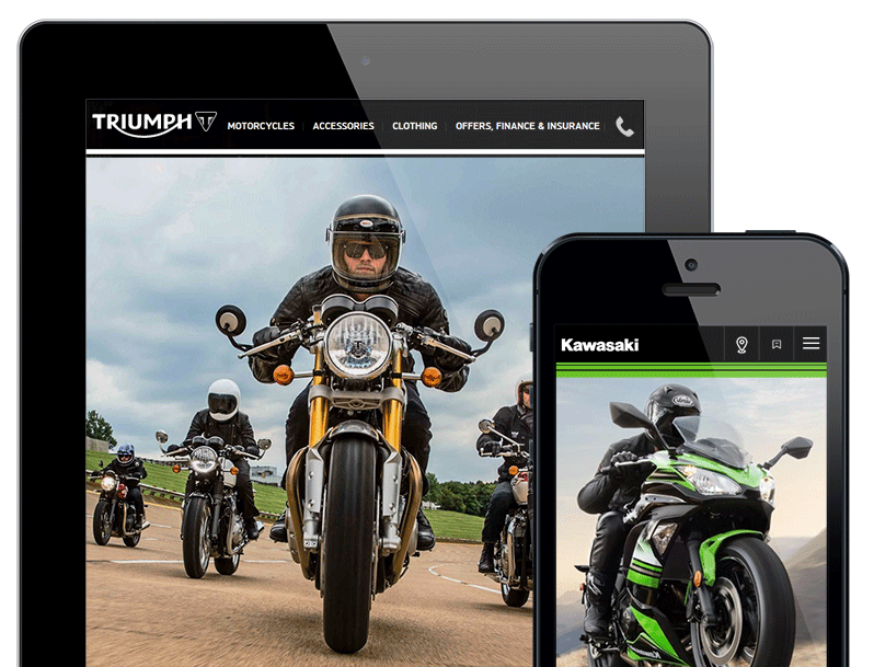 motorcycle dealer website design triumph